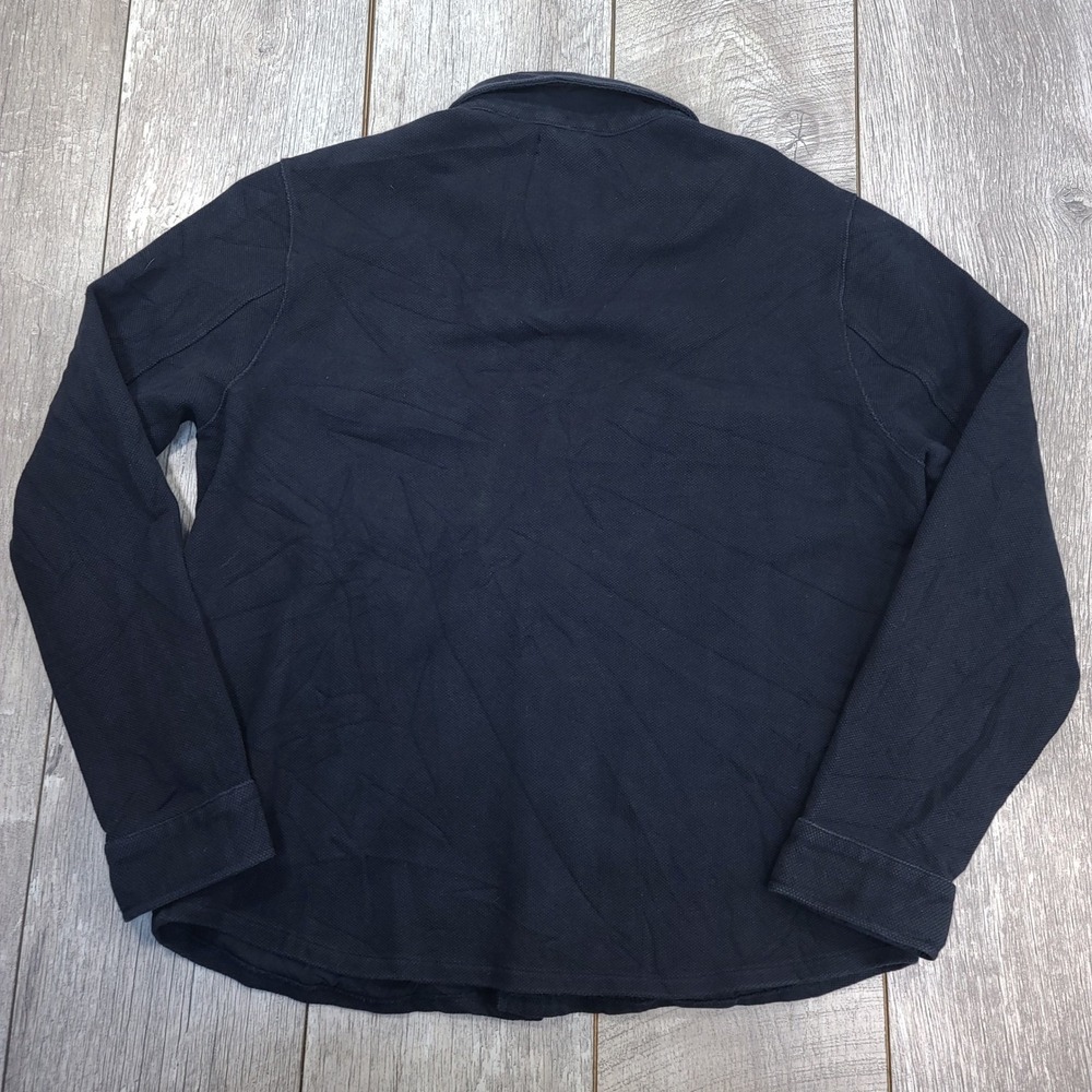 Vince Shirt Jacket Mens Size Large Navy Blue Waffle Knit Cotton Button Up - Picture 2 of 7